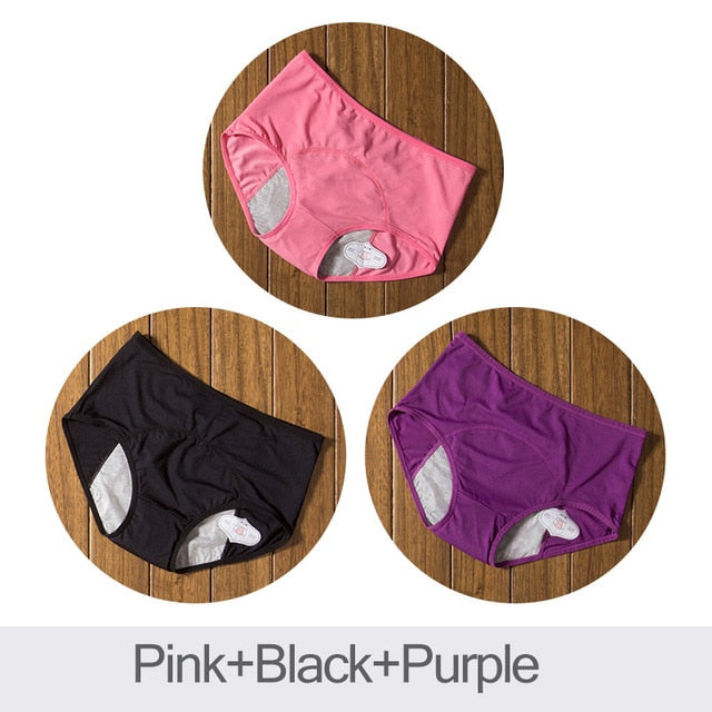 Safe V 3 Pcs Leak Proof Menstrual Period Panties Women Underwear Physiological Pant Cotton Health Seamless Briefs High Waist Warm Female