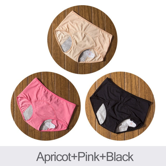 Safe V 3 Pcs Leak Proof Menstrual Period Panties Women Underwear Physiological Pant Cotton Health Seamless Briefs High Waist Warm Female