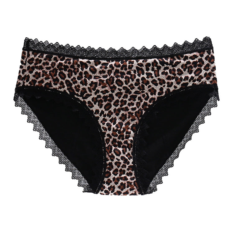 Safe V Leopard Period Women's Menstrual Panties Physiological Undies Four Layer Leakproof High Waist Mesh Menstrual Underwear