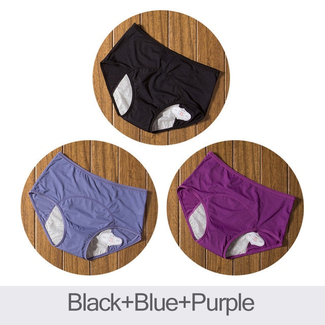 Safe V 3 Pcs Leak Proof Menstrual Period Panties Women Underwear Physiological Pant Cotton Health Seamless Briefs High Waist Warm Female