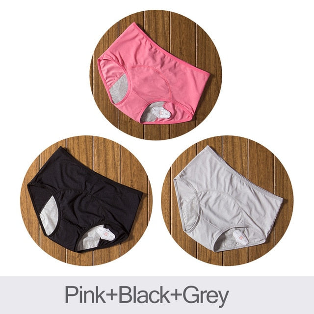 Safe V 3 Pcs Leak Proof Menstrual Period Panties Women Underwear Physiological Pant Cotton Health Seamless Briefs High Waist Warm Female